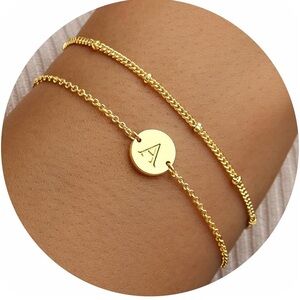 Gold Tone Initial A Bracelet #47
